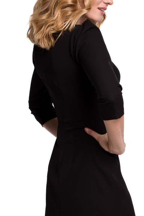 Elegancka sukienka dopasowana góra asymetryczny dół czarna K047 Elegancka sukienka dopasowana góra asymetryczny dół czarna K047