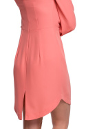 Sukienka mini z zakładkami i długim bufiastym rękawem pomarańczowa K044