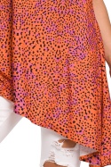 Bluzka damska bez rękawów asymetryczna z nadrukiem pomarańczowa B153