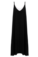 Letnia sukienka trapezowa midi na ramiączkach z topem czarna B154