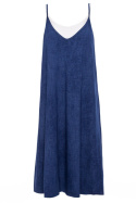Letnia sukienka trapezowa midi na ramiączkach z topem niebieska B154