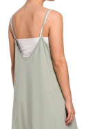 Letnia sukienka trapezowa midi na ramiączkach z topem pistacjowa B154