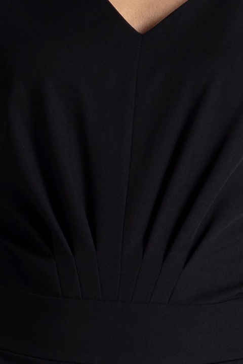 Elegancki kombinezon z wiskozą bez rękawów z zakładkami czarny K496 Elegancki kombinezon z wiskozą bez rękawów z zakładkami czarny K496