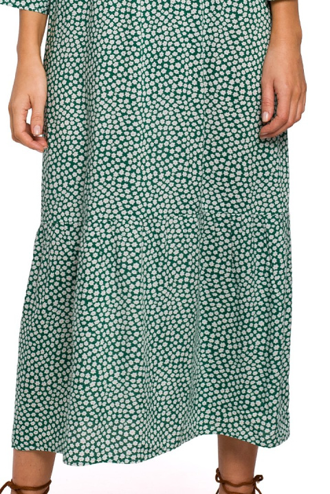 Sukienka maxi w kwiaty rozkloszowana z wiskozą dekolt V m1 S222 Sukienka maxi w kwiaty rozkloszowana z wiskozą dekolt V m1 S222