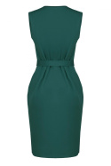 Sukienka midi bez rękawów z ołówkowym dołem zielona L037