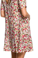 Letnia sukienka mini z wiskozy w kwiaty z krótkim rękawem m5 me520