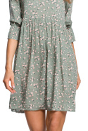 Letnia sukienka midi z wiskozy w kwiaty z krótkim rękawem m7 me521