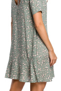 Letnia sukienka mini z wiskozy w kwiaty z krótkim rękawem m7 me520