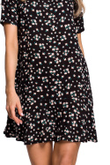 Letnia sukienka mini z wiskozy w kwiaty z krótkim rękawem m8 me520