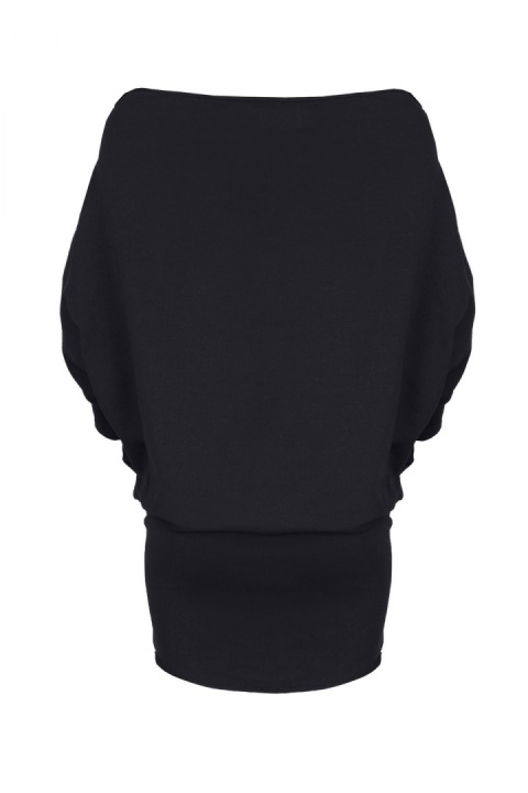 Sukienka dopasowana mini z luźną górą typu nietoperz czarna K254 Sukienka dopasowana mini z luźną górą typu nietoperz czarna K254