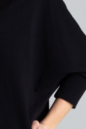 Sukienka dopasowana mini z luźną górą typu nietoperz czarna K254