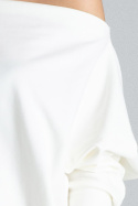Sukienka dopasowana mini z luźną górą typu nietoperz ecru K254