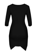 Sukienka ołówkowa dopasowana z tiulowym dekoltem rękaw 3/4 czarna L012