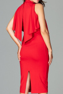 Sukienka dopasowana bez rękawów z doszytą peleryną czerwona K480