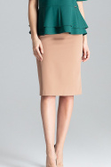 Elegancka spódnica dopasowana midi za kolano z wiskozą brązowa L029