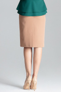 Elegancka spódnica dopasowana midi za kolano z wiskozą brązowa L029