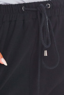 Spodnie damskie dresowe z obniżonym krokiem wiązane czarne M217