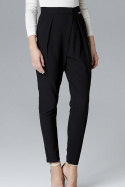 Eleganckie spodnie damskie z wysokim stanem luźne czarne L018