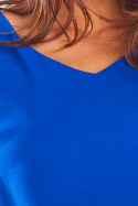 Zwiewna sukienka mini bez rękawów z dekoltem w serek niebieska A291