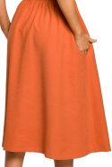 Sukienka rozkloszowana z wiskozy bez rękawów dekolt V pomarańczowa S224