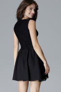 Sukienka rozkloszowana mini bez rękawów z podszewką czarna L024