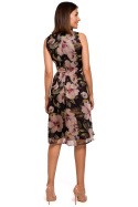 Elegancka sukienka szyfonowa w kwiaty bez rękawów dekolt V m3 S225