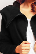 Bluza damska zapinana z kapturem i długim rękawem czarna M088
