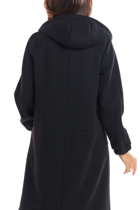 Ciepła bluza damska parka z kapturem zapinana na zamek czarna M220 Ciepła bluza damska parka z kapturem zapinana na zamek czarna M220