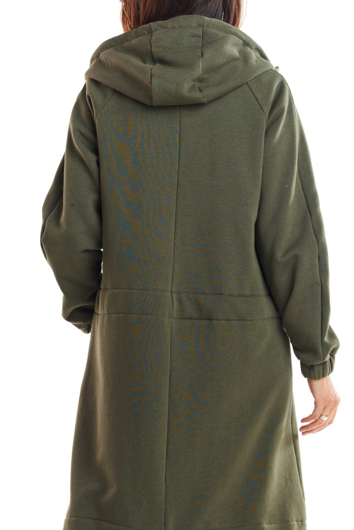 Ciepła bluza damska parka z kapturem zapinana na zamek khaki M220 Ciepła bluza damska parka z kapturem zapinana na zamek khaki M220