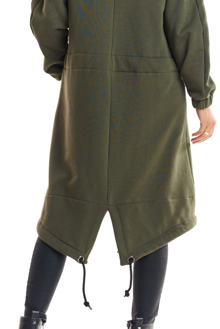 Ciepła bluza damska parka z kapturem zapinana na zamek khaki M220 Ciepła bluza damska parka z kapturem zapinana na zamek khaki M220