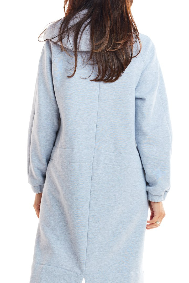 Bluza damska z kapturem z miękkiego dresu zapinana na zamek szara M220 Bluza damska z kapturem z miękkiego dresu zapinana na zamek szara M220