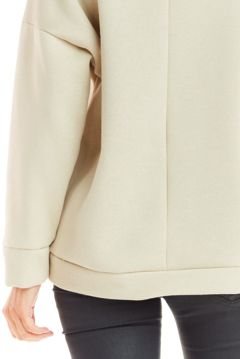 Bluza damska z kapturem o luźnym kroju beżowa M223 Bluza damska z kapturem o luźnym kroju beżowa M223