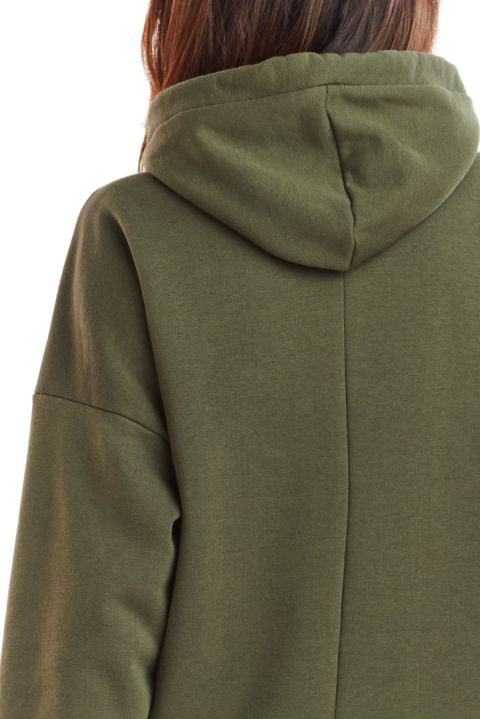 Bluza damska z kapturem o luźnym kroju khaki M223 Bluza damska z kapturem o luźnym kroju khaki M223