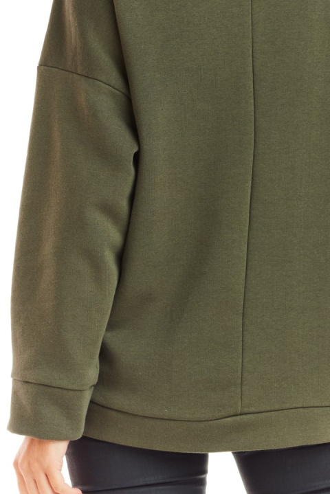 Bluza damska z kapturem o luźnym kroju khaki M223 Bluza damska z kapturem o luźnym kroju khaki M223