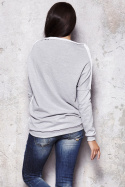 Bluza damska oversize z długim rękawem ze ściągaczem szara M016