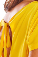 Bluzka damska z wiskozy z krótkim rękawem wiązana z tyłu żółta A292