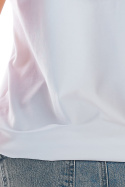 Luźna bluzka damska top z okrągłym dekoltem bez rękawów biała M214