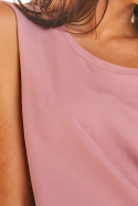 Luźna bluzka damska top z okrągłym dekoltem bez rękawów różowa M214