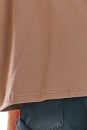 Bluzka damska z długim rękawem i dekoltem V na plecach beżowa M219