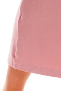 Letnia spódnica maxi z kieszeniami wiązana w pasie różowa M211