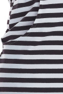 Letnia spódnica maxi z kieszeniami wiązana w pasie czarna w paski M211