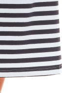Letnia spódnica maxi z kieszeniami wiązana w pasie czarna w paski M211
