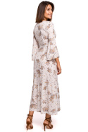 Sukienka maxi w kwiaty rozkloszowana z wiskozą dekolt V m3 S222