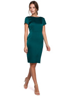 Elegancka sukienka dopasowana midi z dekoltem z tyłu zielona rS K041
