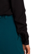 Koszula damska klasyczna luźna z długim rękawem gładka czarna S192