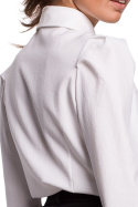 Klasyczna koszula damska taliowana zapinana na guziki biała B165
