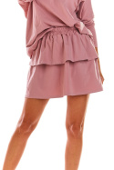 Letnia spódnica mini z gumką w pasie i falbankami różowa M218