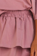 Letnia spódnica mini z gumką w pasie i falbankami różowa M218