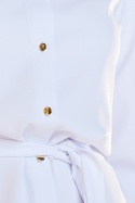 Sukienka koszulowa mini zapinana z paskiem wiązana biała M200
