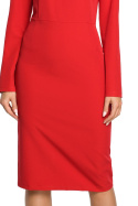 Sukienka midi z falbankami na ramieniu długi rękaw czerwona rM me326
